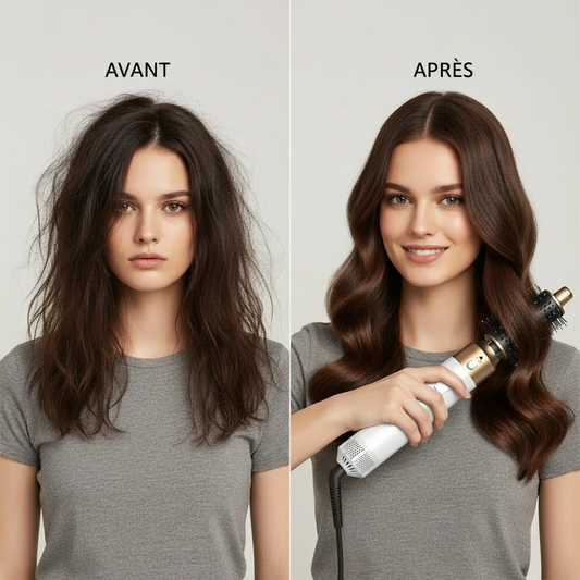 6 in 1 Hair Dryer Brush Detachable Airflow Comb Curler Straightening Brush Heat Control Styler for Smooth Hair