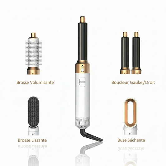 6 in 1 Hair Dryer Brush Detachable Airflow Comb Curler Straightening Brush Heat Control Styler for Smooth Hair