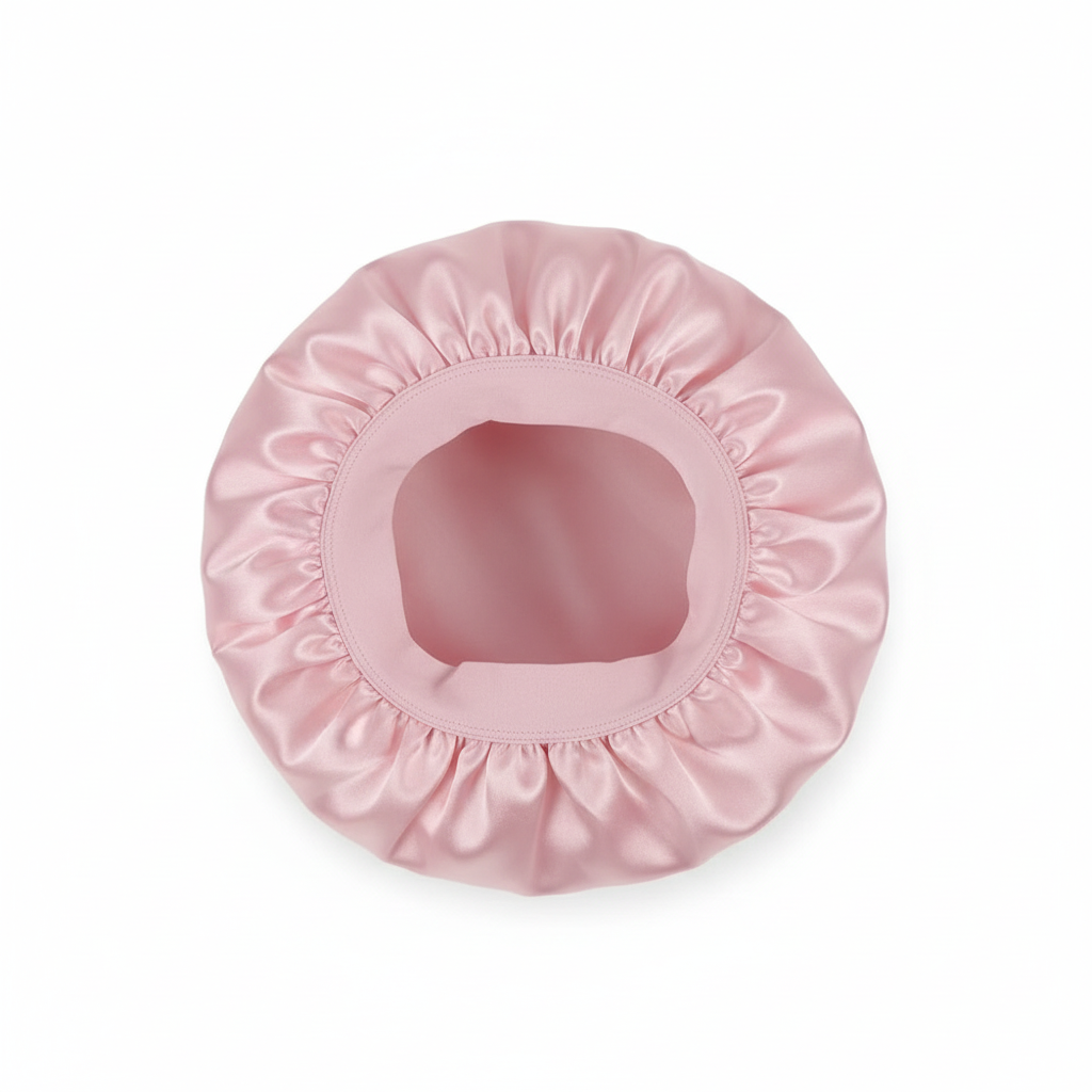 1pc Women's Solid Color Satin Wide-Brimmed Shower Cap, Suitable For Daily Use Silk Bonnet Satin Bonnet